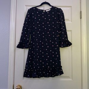 Long Sleeved Black Floral Dress